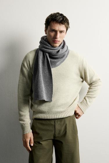 100% WOOL KNIT SCARF — Gray 2