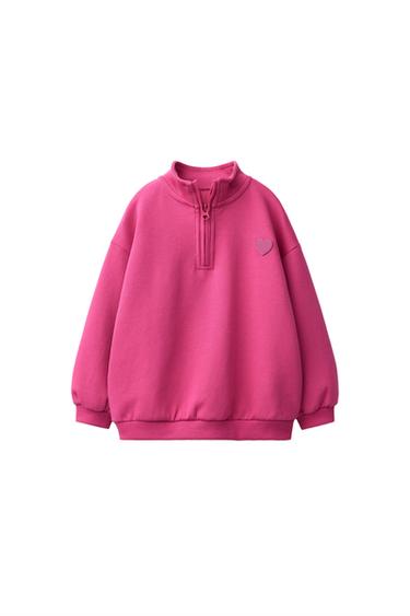 Zara RUBBERIZED HEART INTERLOCK SWEATSHIRT - Dark fuchsia