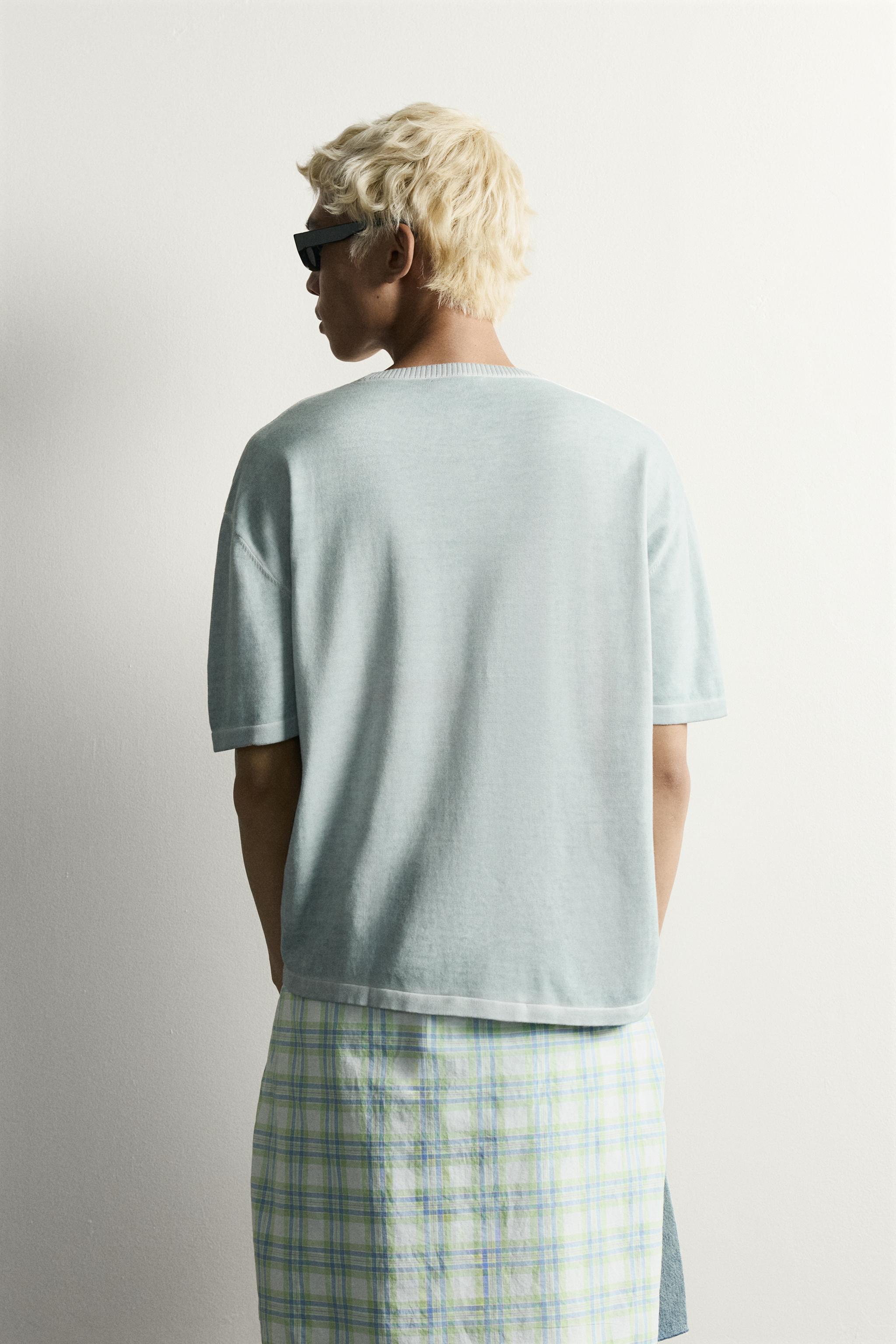 Мужские футболки Zara WASHED EFFECT KNIT T-SHIRT — фото 3