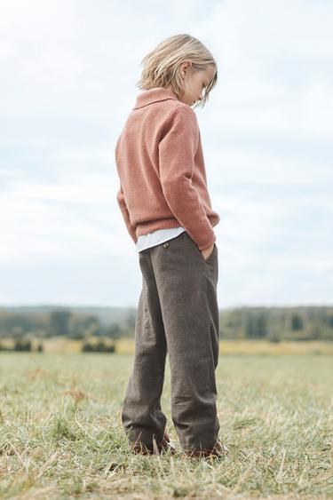 PANTALON DROIT CHEVRONS ÉDITION LIMITÉE - Gris taupe de Zara - Image 1