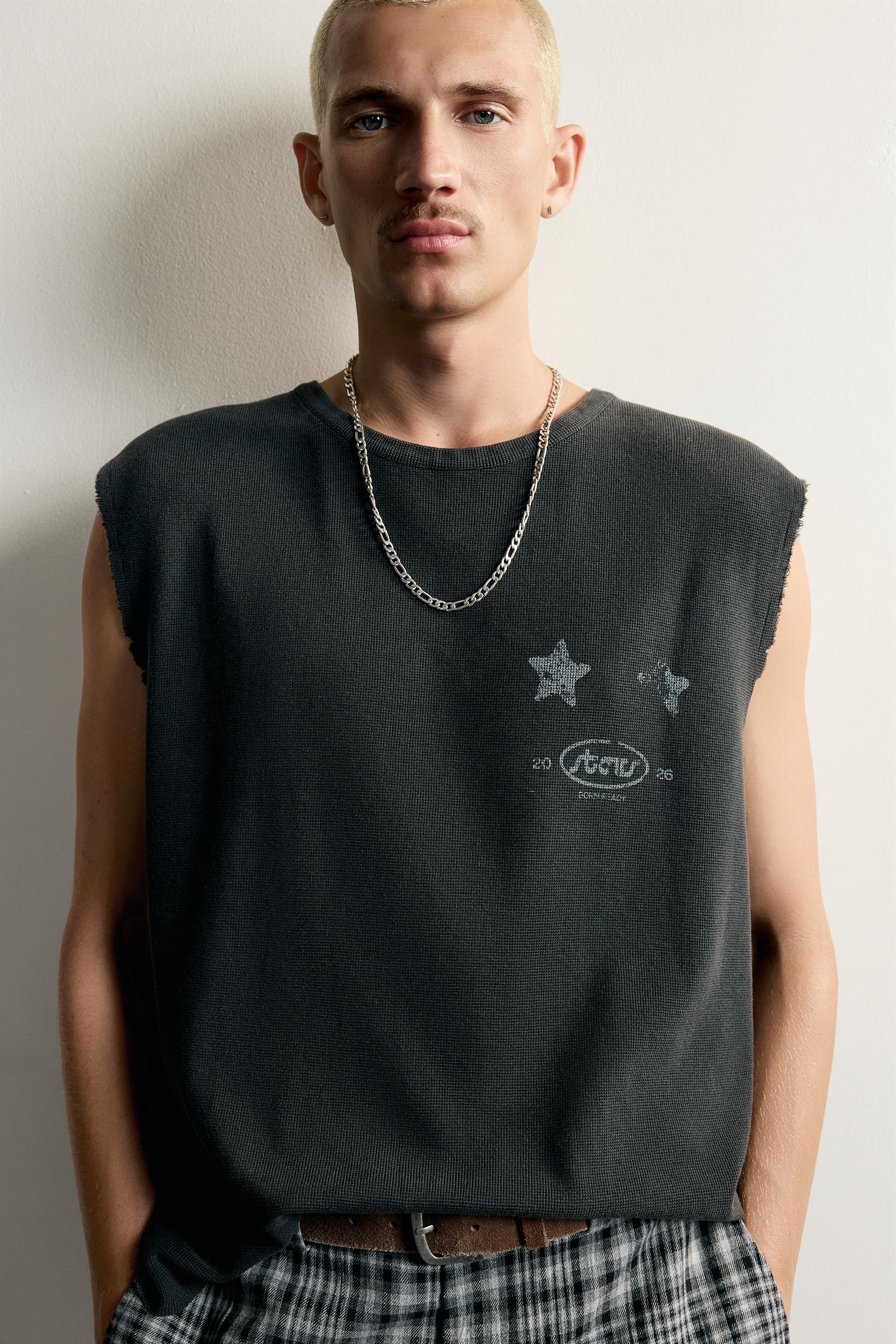 WASHED GRAPHIC KNIT TANK TOP