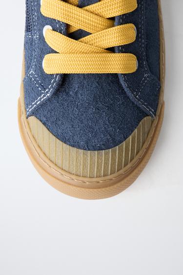 BASKETS MONTANTES EN CUIR - Bleu de Zara - Image 3
