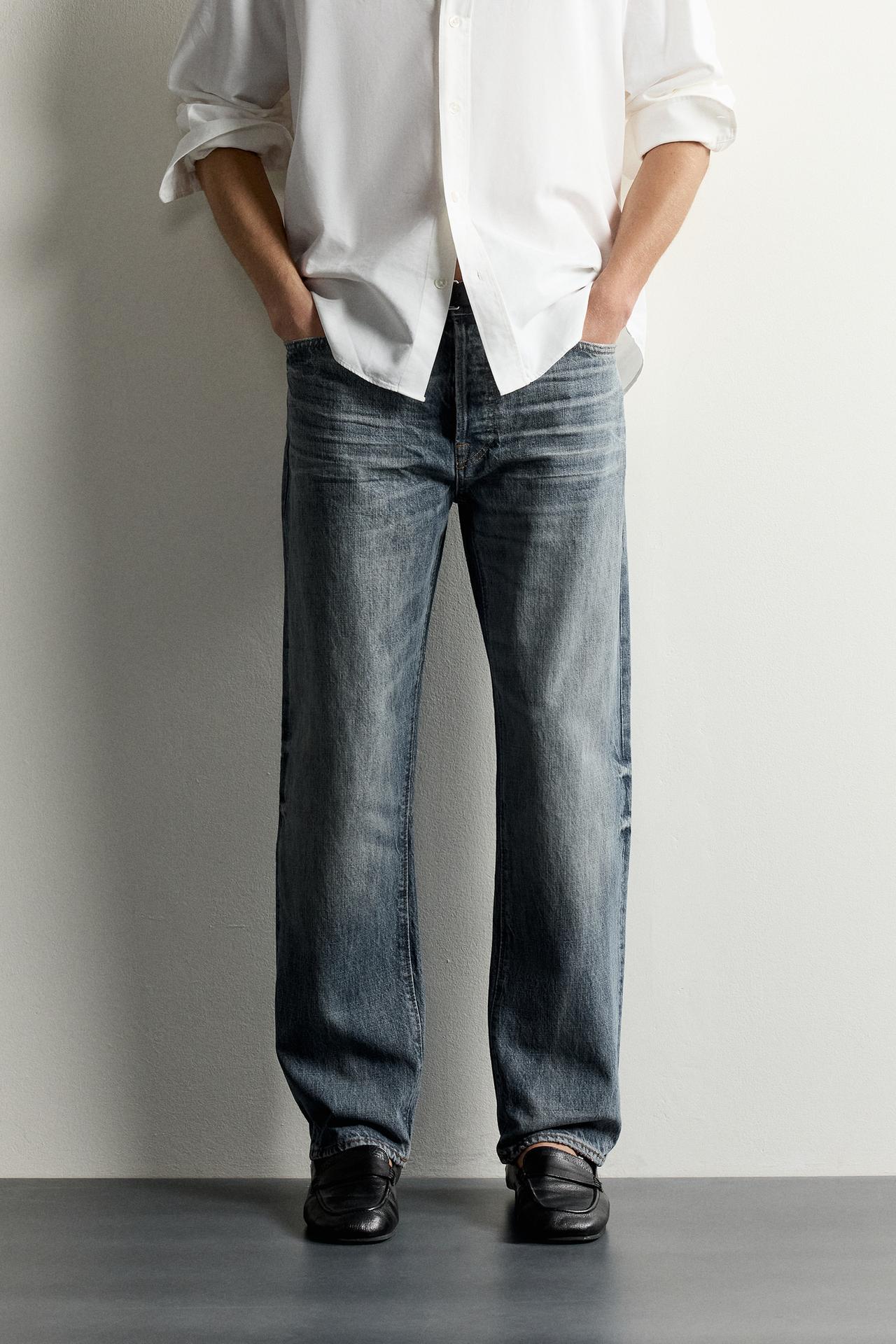 STRAIGHT FIT JEANS — Blue / Green