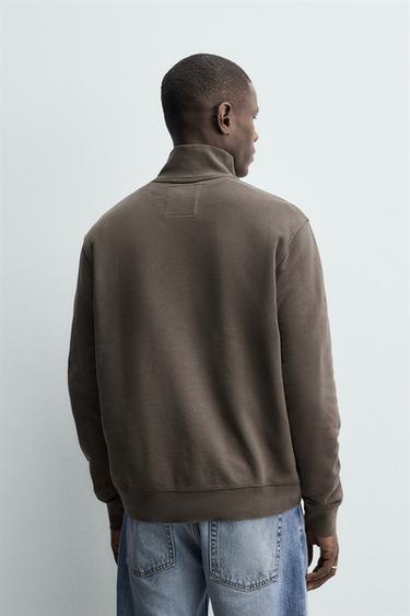 WASHED QUARTER-ZIP SWEATSHIRT - Anthracite grey by Zara - Image 2