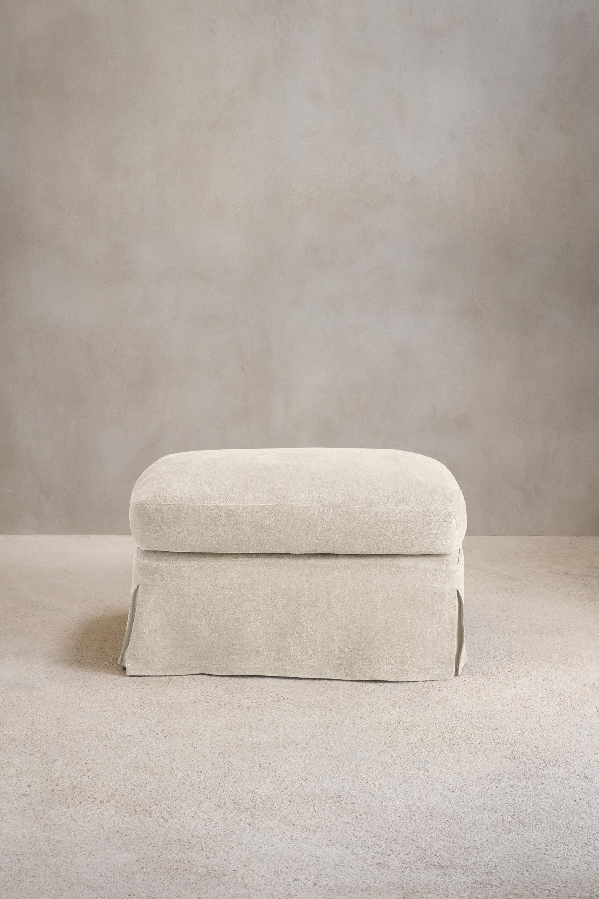 FOOTSTOOL 01 LINEN COVER — Light beige