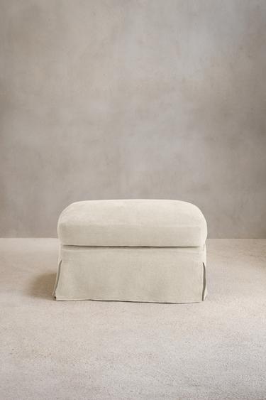 FOOTSTOOL 01 LINEN COVER — Light beige 2