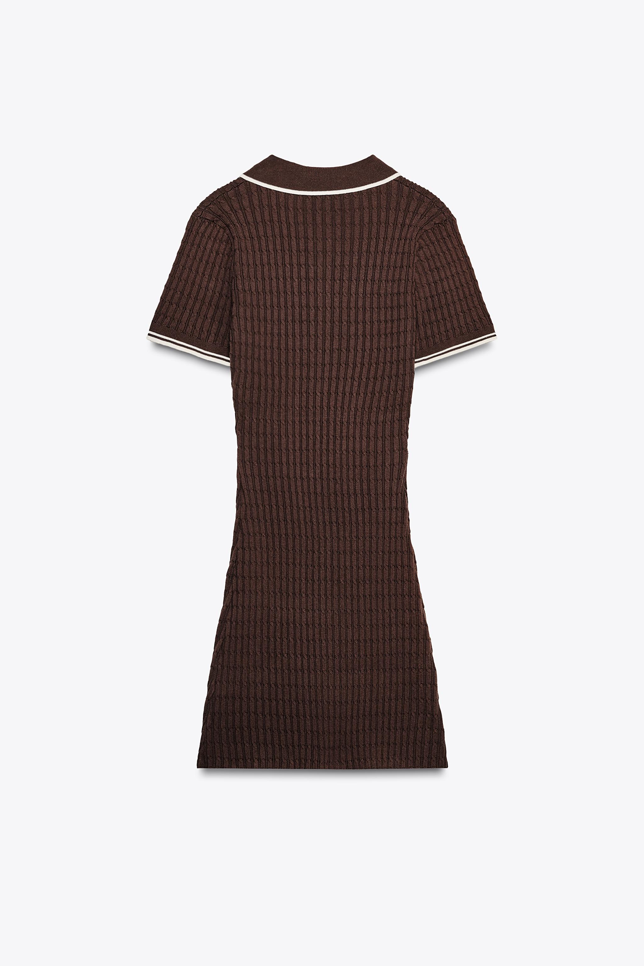 CABLE KNIT MINI DRESS - Brown | ZARA United States