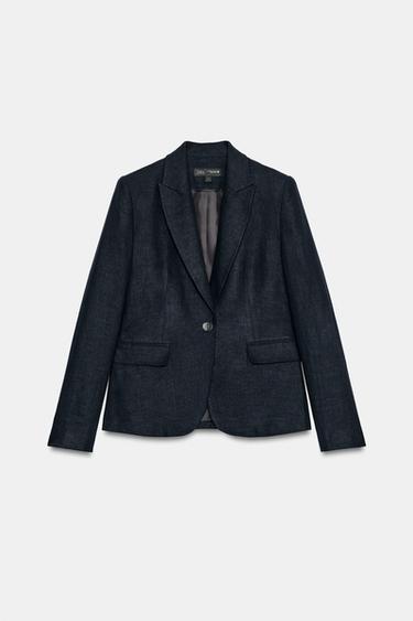 BLAZER BÁSICA CON LINO - Marino de Zara
