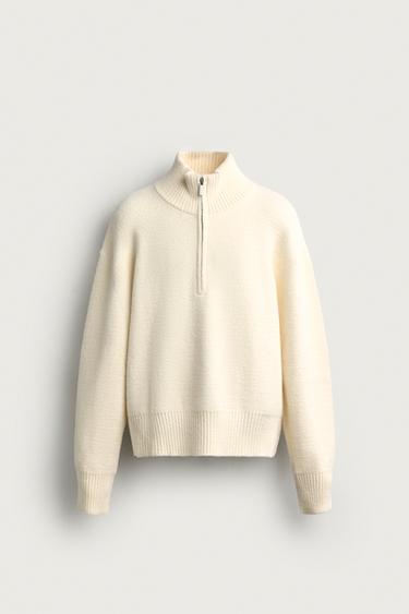 JERSEY PUNTO CUELLO CREMALLERA - Crudo de Zara - Imagen 0