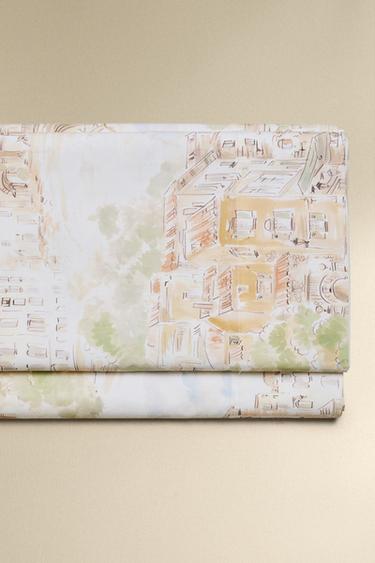 LANDSCAPE PRINT COTTON FLAT SHEET - Beige by Zara