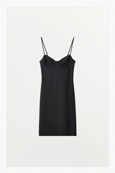 VESTIDO MINI FORRO AROS CON POLIAMIDA - Negro de Zara