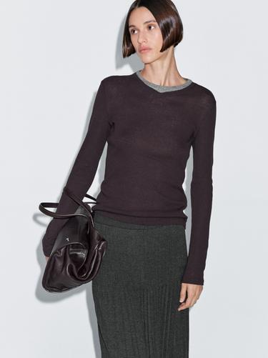 Zara Pleated knit midi skirt - Mid-gray