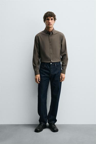 „SLIM FIT“ MARŠKINIAI – Taupe pilka – „Zara“