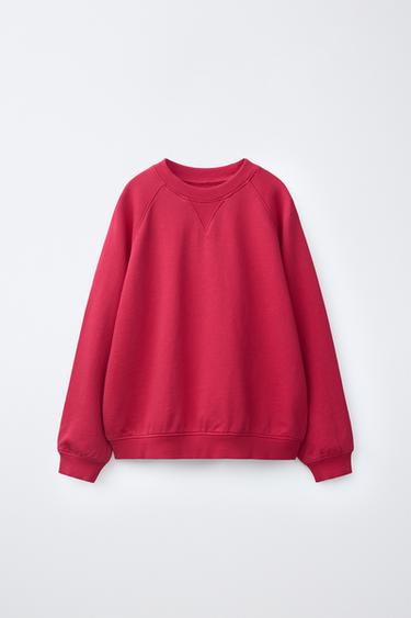 SWEAT UNI EN COTON - Fuchsia foncé de Zara