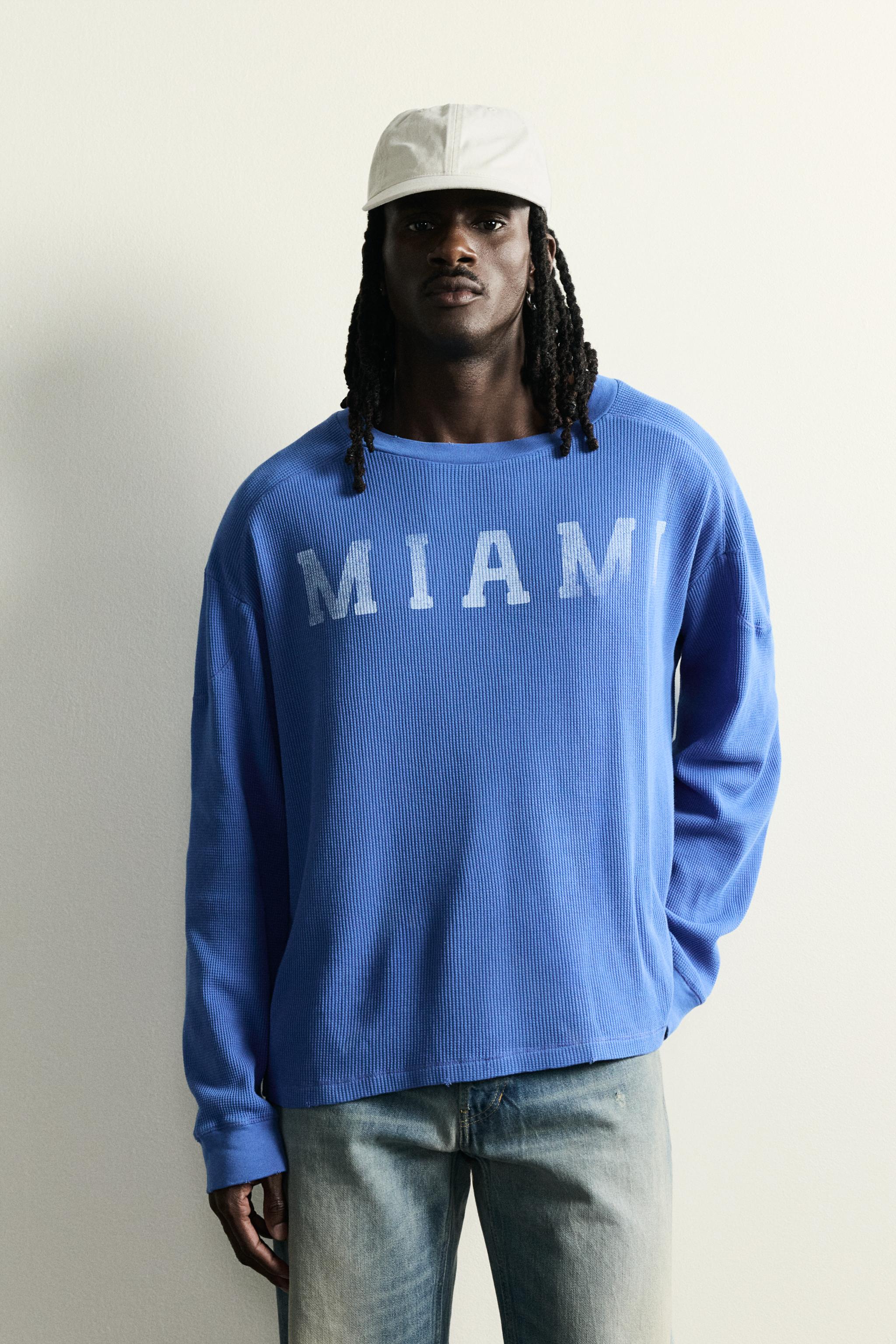 MIAMI WAFFLE KNIT T-SHIRT - Blue | ZARA United States
