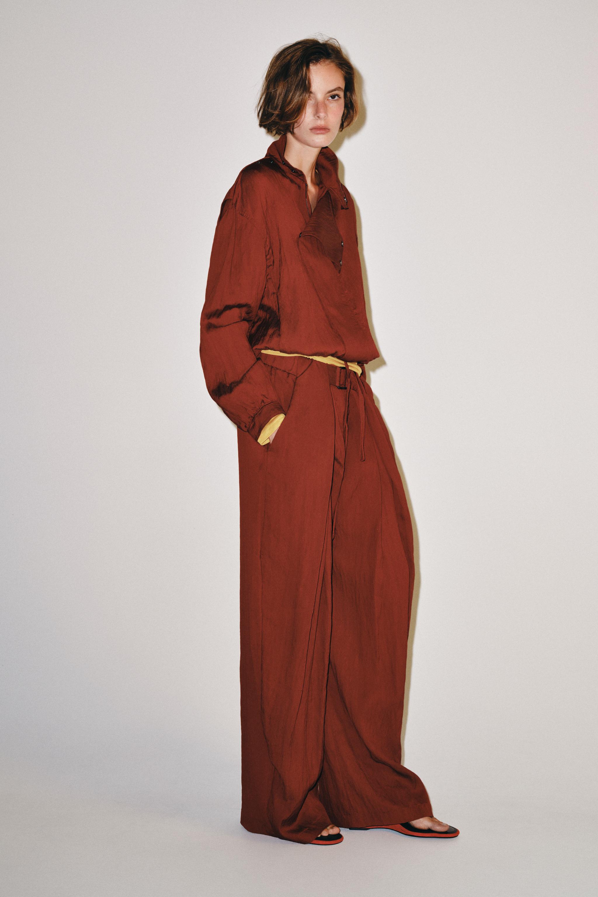 ZW COLLECTION BUCKLE BELT PANTS — Earth