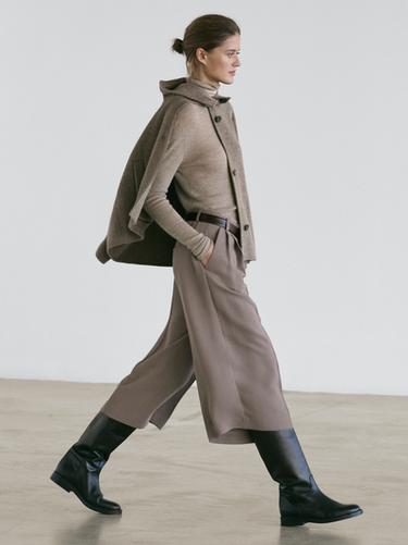 Zara Flowing long wide-leg Bermuda shorts - Black gold