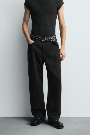 PRINTED BAGGY FIT JEANS - Black by Zara