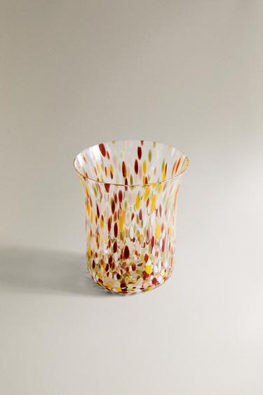 BLOWN GLASS TUMBLER WITH SPECKLED DESIGN - Brown by Zara - Image 1