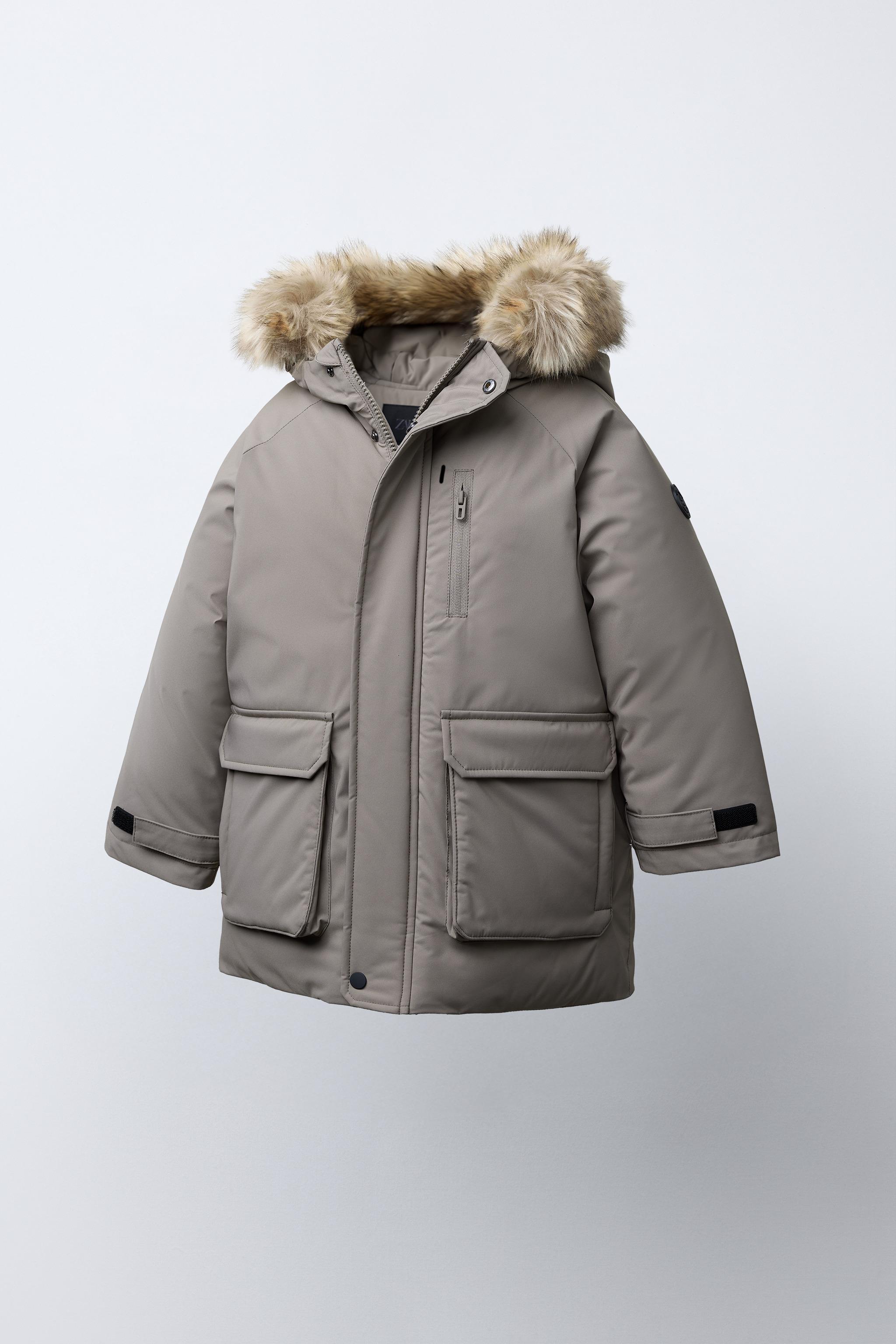 WATER REPELLENT PARKA WITH REMOVABLE FAUX FUR HOODIE