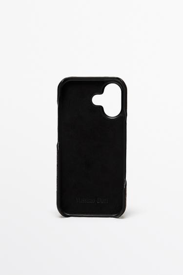 Textured Nappa leather iPhone 17 case — Chocolate 2