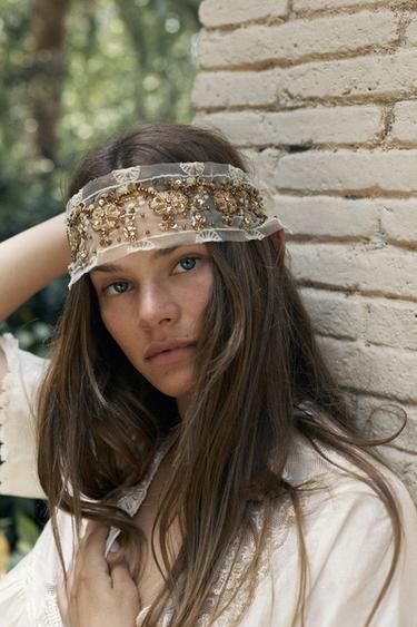 LIMITED EDITION BEADED EMBROIDERY CHOKER NECKLACE - Golden by Zara