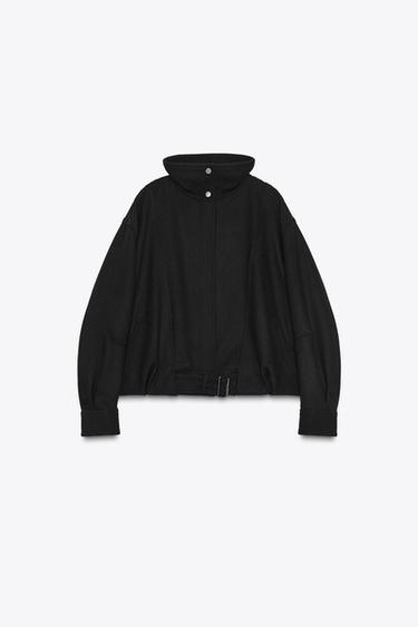 MINIMAL WOOL BOMBER JACKET ZW COLLECTION - Black by Zara - Image 3