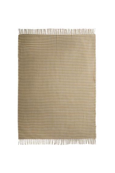 DIAMOND PRINT BLANKET - Green / Ecru by Zara