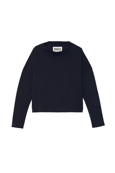 CROPPED LONG SLEEVE T-SHIRT - Navy blue by Zara