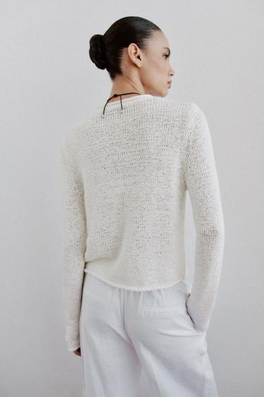 GILET EN MAILLE ÉPAISSE - Écru de Zara - Image 5