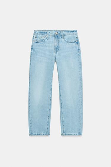 Z1975 CROPPED MID-WAIST JEANS - Light blue by Zara