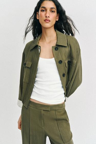 STRAIGHT-LEG TROUSERS WITH FRONT SEAM - Khaki by Zara - Image 2