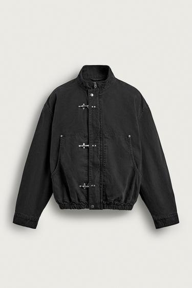 JAQUETA RELAXED FIT COM ALAMARES METÁLICOS - Preto da Zara
