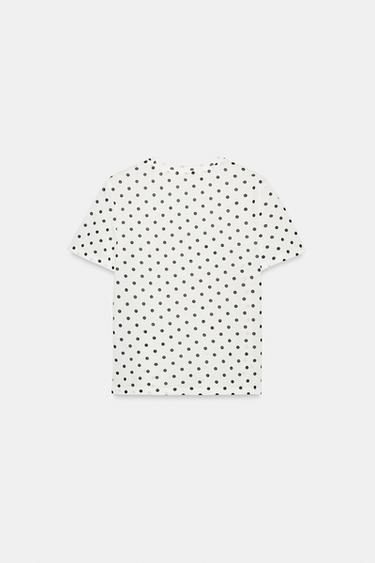 T-SHIRT À POIS MANCHES COURTES - Écru / Noir de Zara