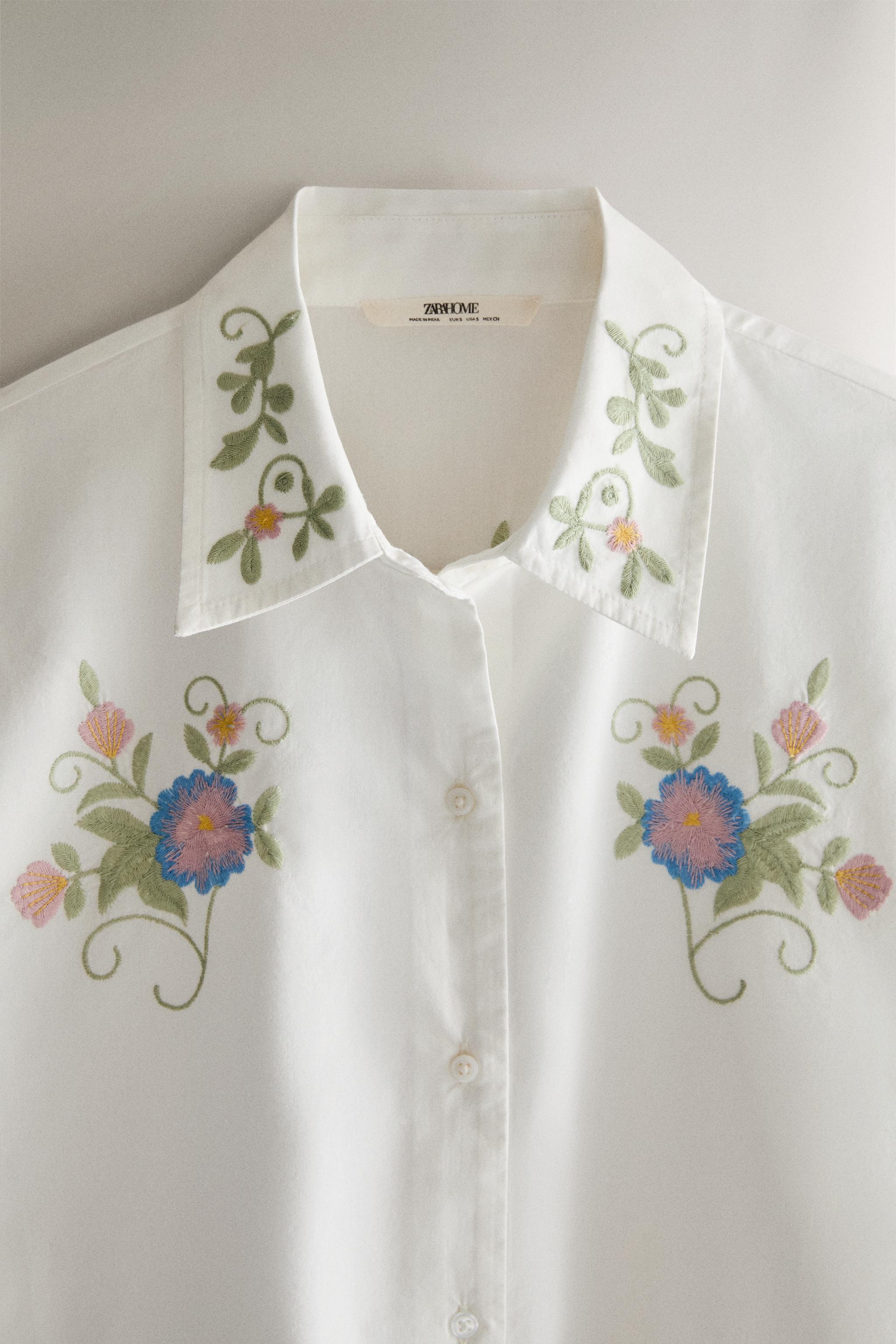 EMBROIDERED CROCHET SHIRT - Oyster-white | ZARA United States