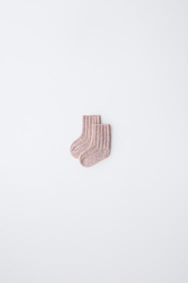 CALCETÍN PUNTO RIB - Rosa claro de Zara