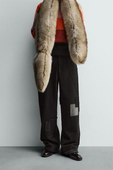 Zara HARRY LAMBERT FOR ZARA X DISNEY 寬管補丁長褲 - 黑色