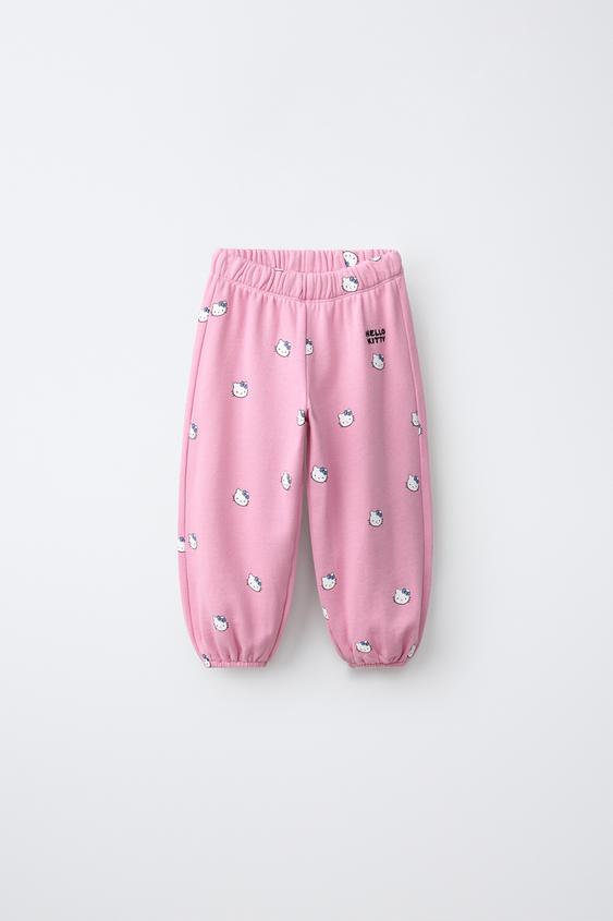 PUFFY TEPLÁKOVÉ KALHOTY HELLO KITTY © SANRIO - Vybledlá růžová od Zara - Obrázek 0