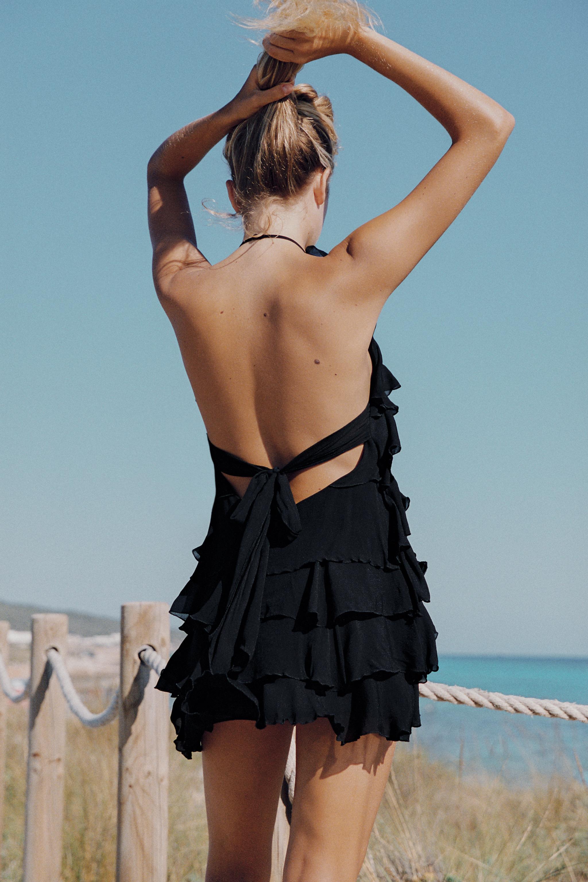 Женские платья Zara RUFFLED HALTER MINI DRESS — фото 4