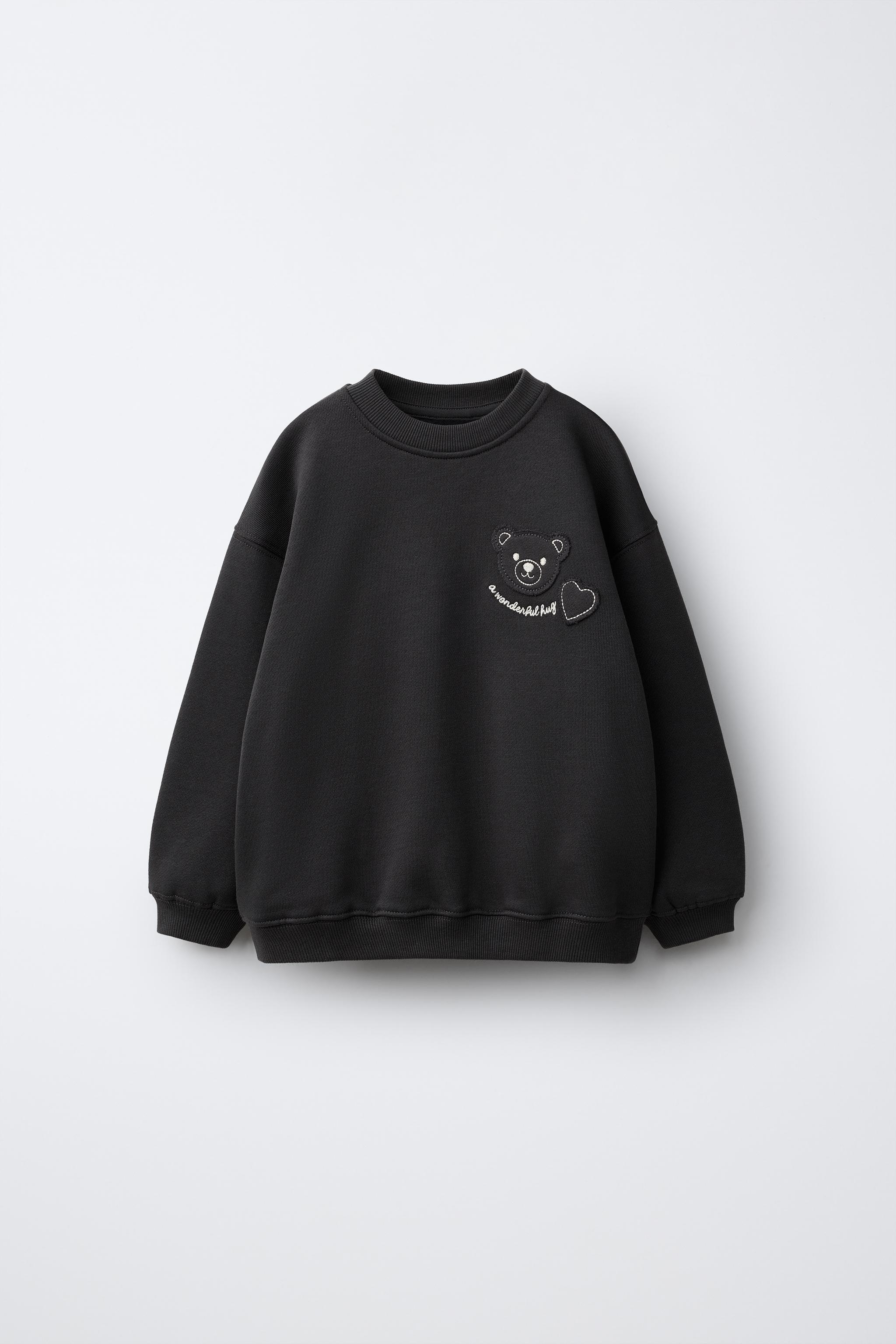 MATERIAL PATCH CREWNECK SWEATSHIRTS ブラック BEAR PATCH SWEATSHIRT - Dark anthracite | ZARA United States