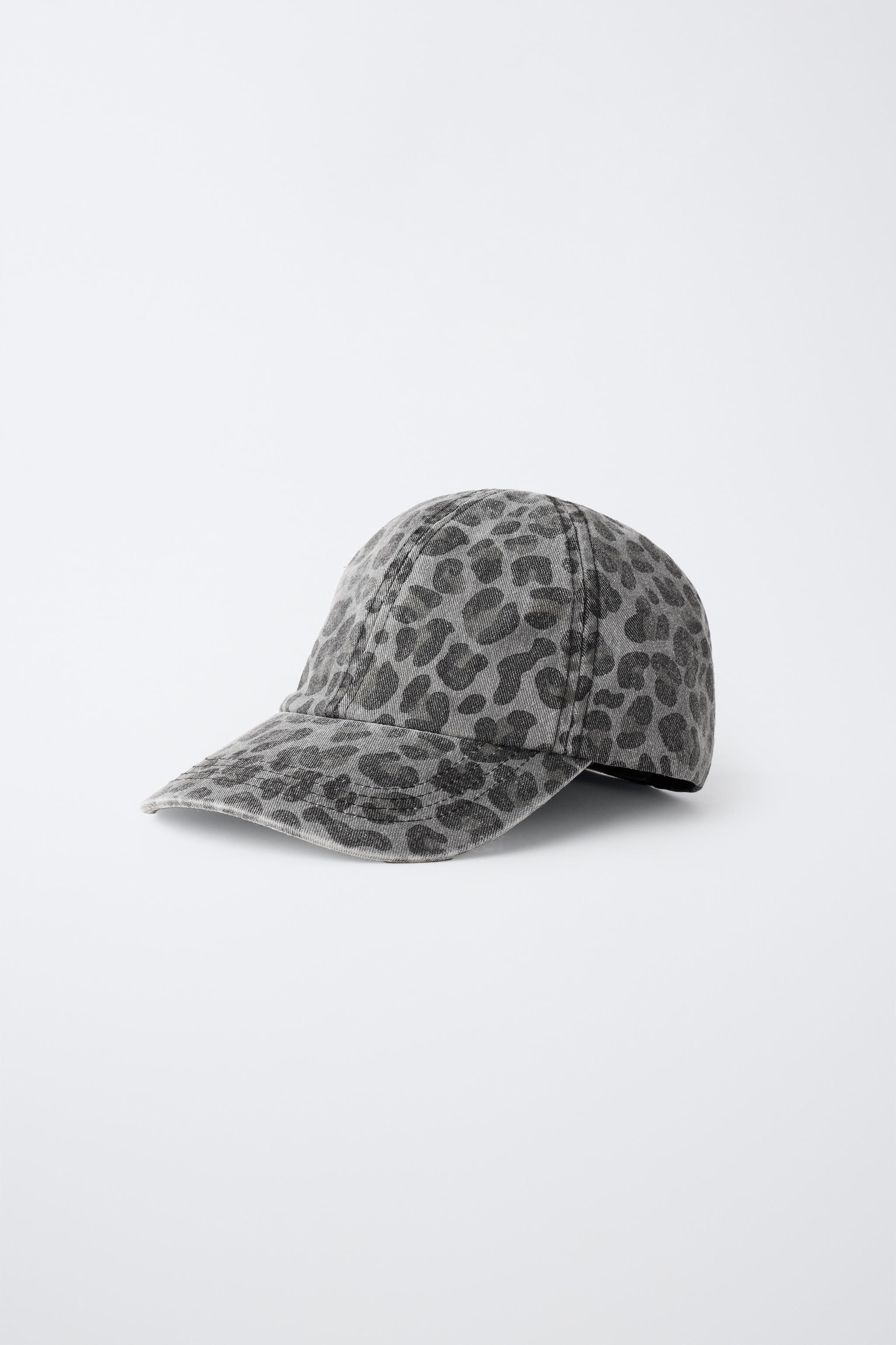 WASHED ANIMAL PRINT CAP — Gray