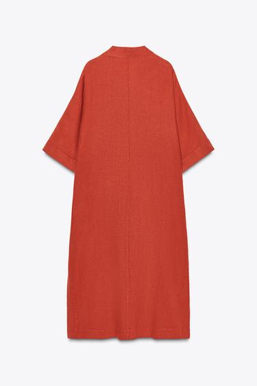 ZW COLLECTION 100% LINEN TUNIC DRESS - Brick by Zara - Image 5