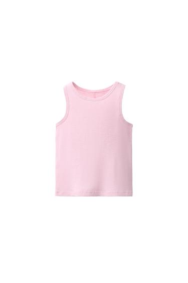 RIBBED SLEEVELESS T-SHIRT - Pastel pink by Zara