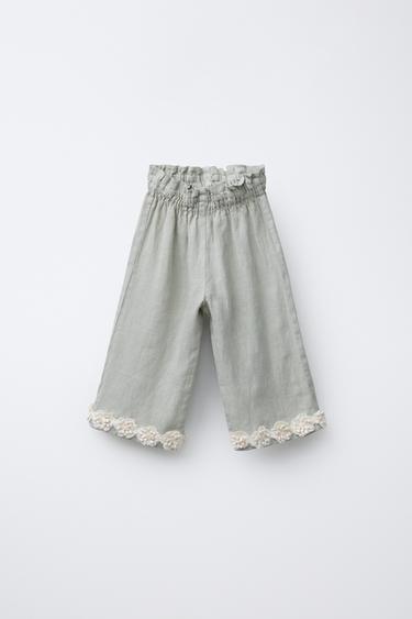 PANTALON DROIT EN LIN - Kaki de Zara - Image 0