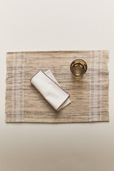 RAMIE PLACEMAT WITH STRIPES - Light beige by Zara