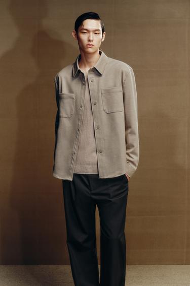 Zara EASY CARE 系列紋理襯衫 - 沙色