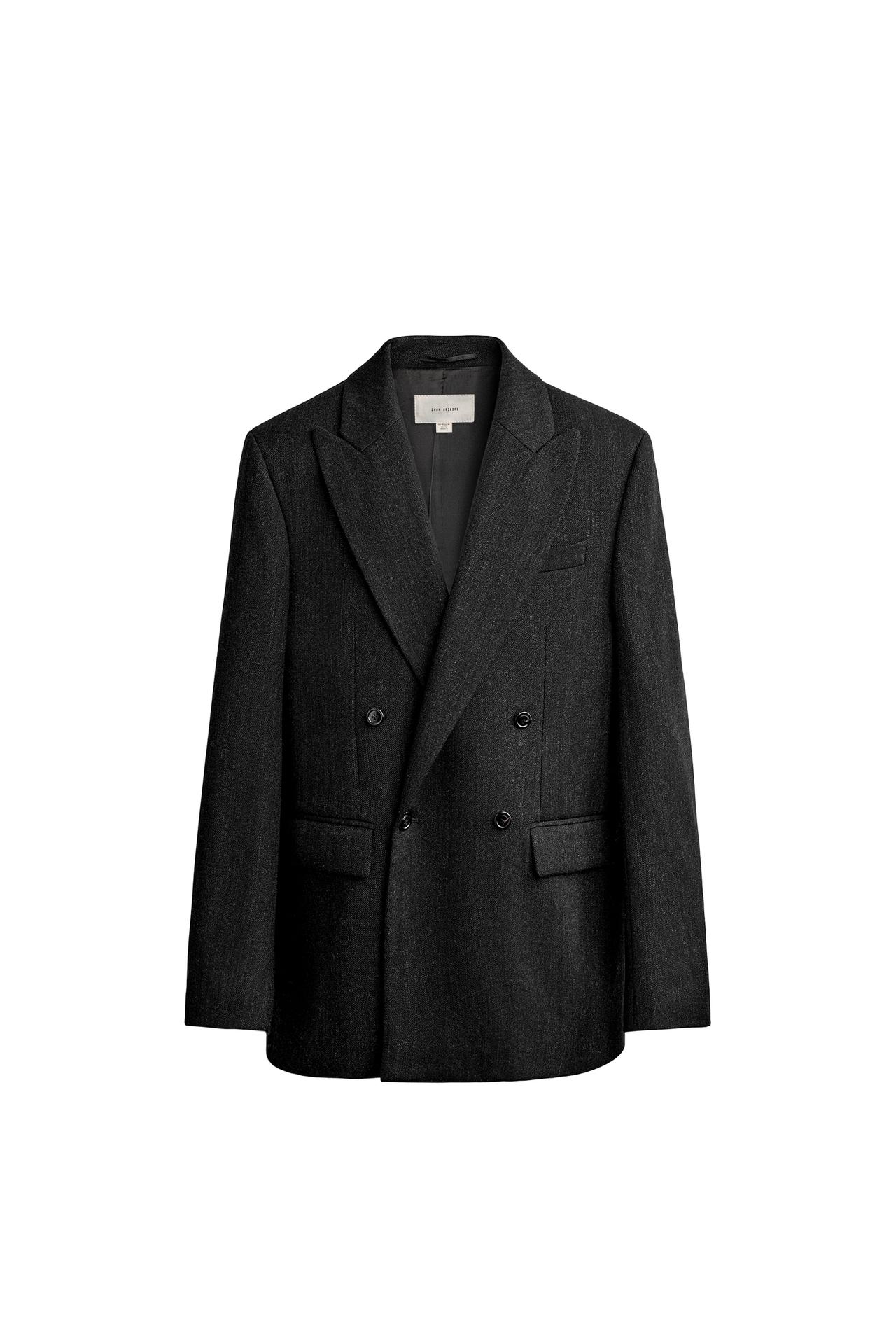 100% WOOL DOUBLE-BREASTED SUIT BLAZER MANTECO®