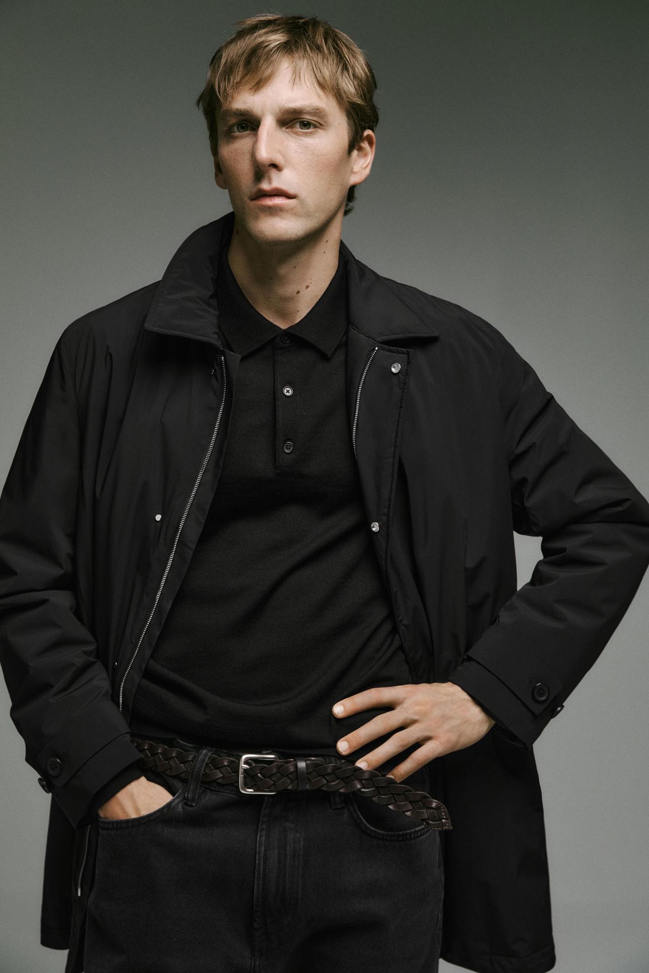 Technical fabric trench coat — Black