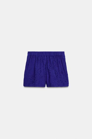 EMBROIDERED PERFORATED BERMUDA SHORTS - Cobalt by Zara - Image 4