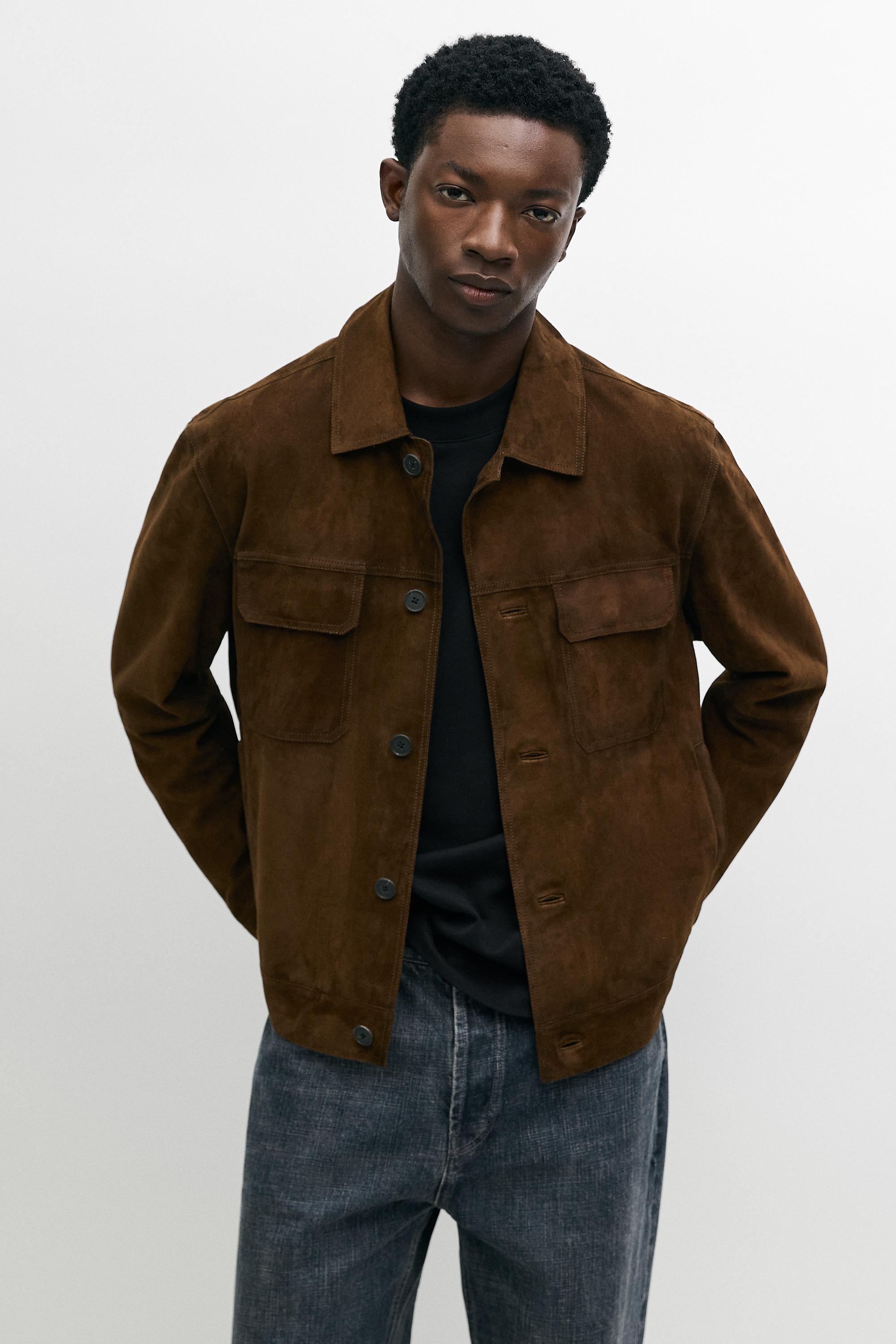 Suede jacket with pocket detail